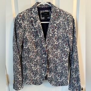 J CREW Schoolboy Liberty‎ Floral Cotton Womens Size 0 Blazer Sport Coat